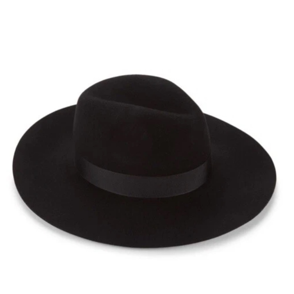 SAKS 5th Ave Black Wool Fedora Ribbon Band O/S NWOT $99
